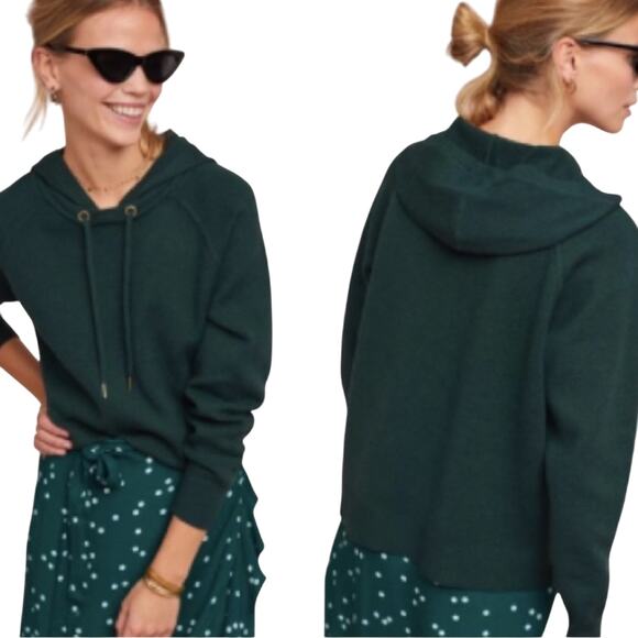 Anthropologie Moth Lania Hoodie in Green Women's Size Small Boho Comfy - Picture 3 of 8